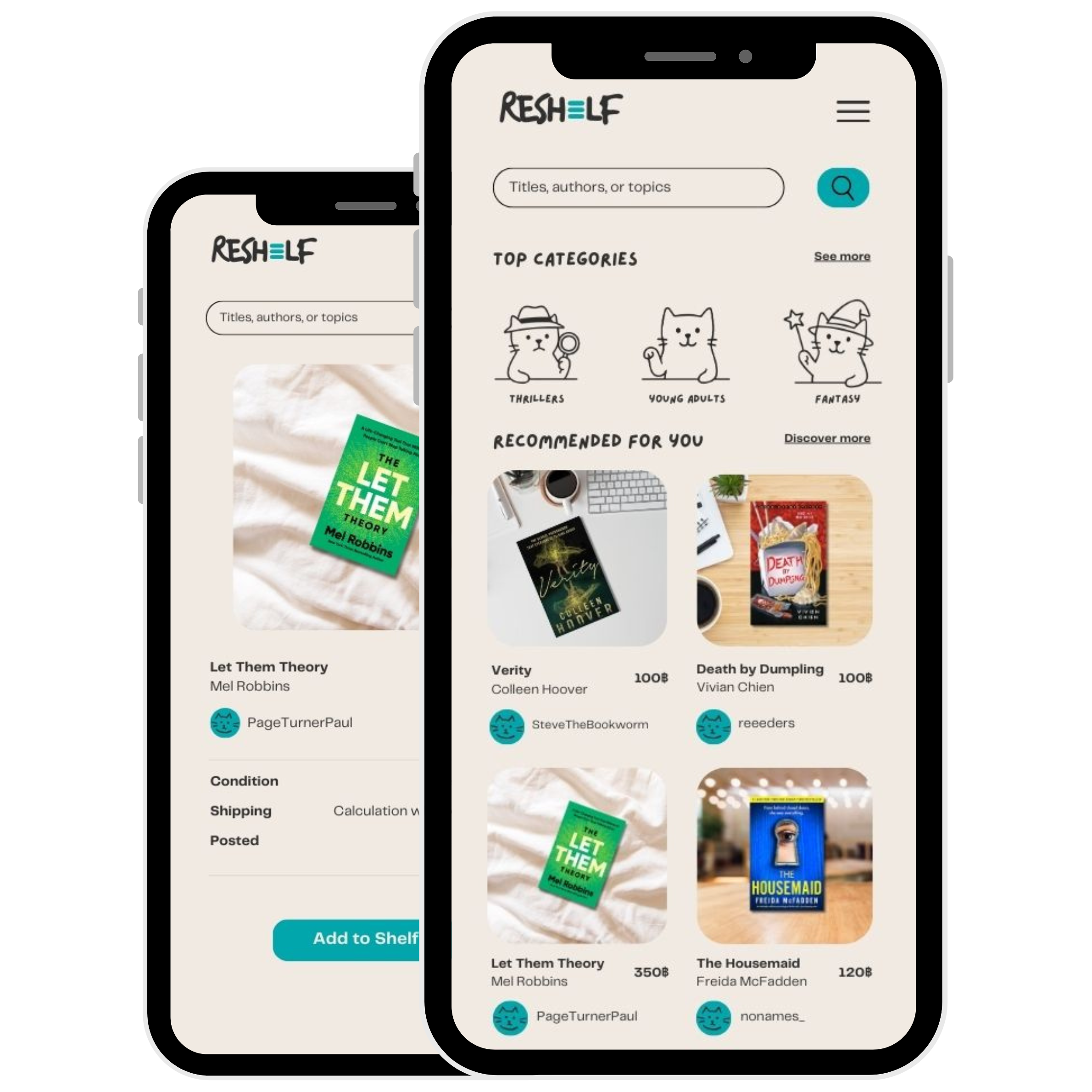 Reshelf App Mockup